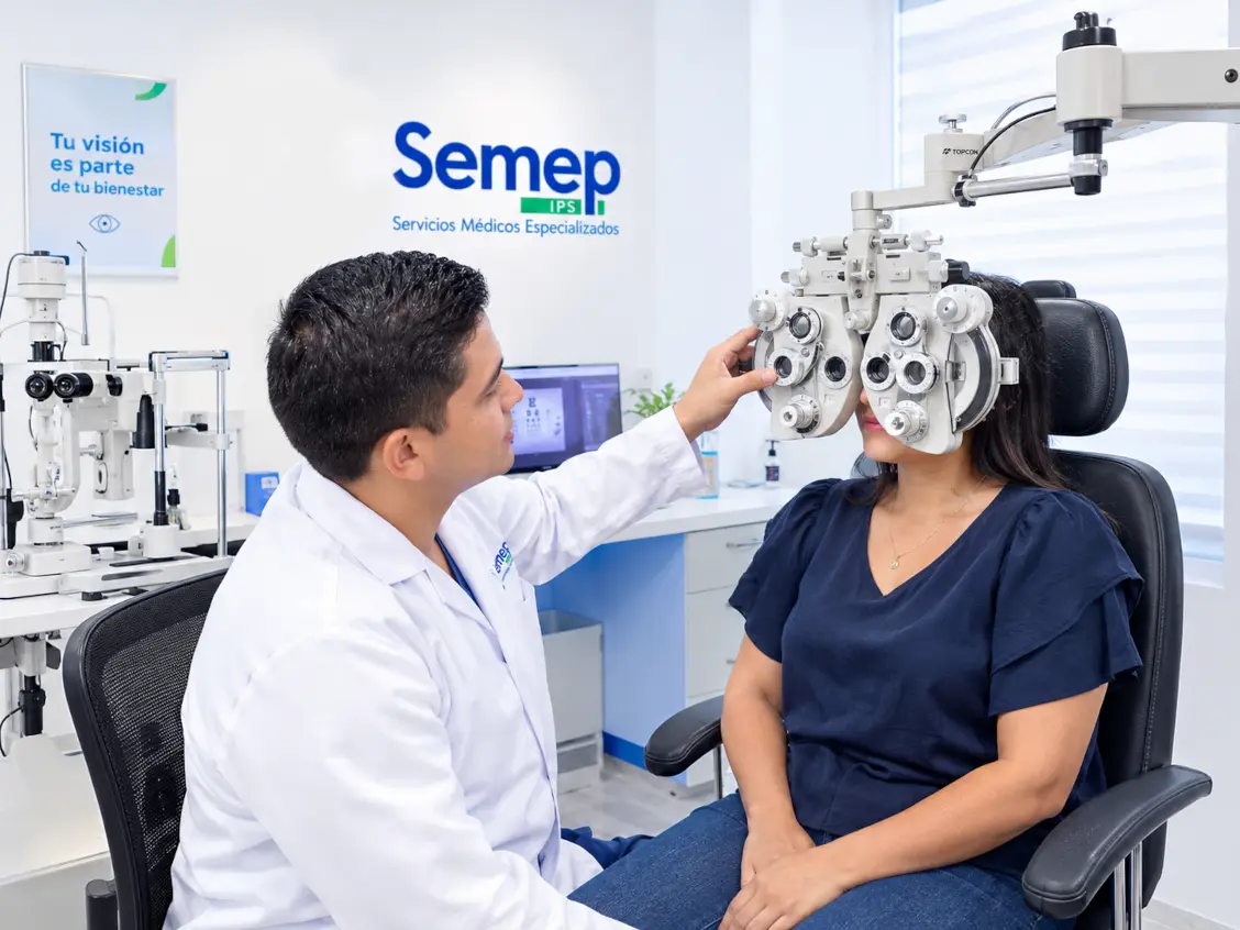 Prueba de agudeza visual con el optómetra de Semep IPS. Imagen ilustrativa (IA)