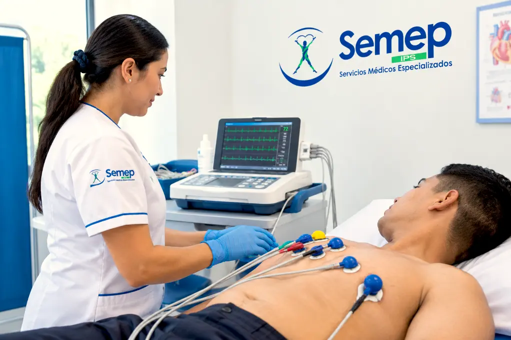 Paciente en la camilla durante un electrocardiograma en Semep. Imagen ilustrativa (IA)